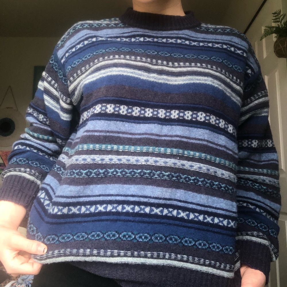 Blue Grandpa Sweater🌛🦕🌧